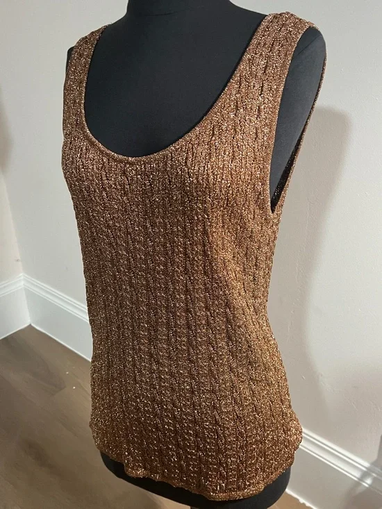 Cache Metallic Copper Ribbed Tank Top - Picture 5 of 6